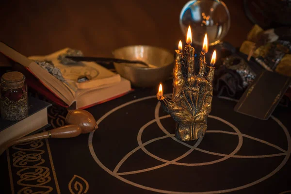 Ilustración Altar Brujas Concepto Destino Predicción Magia Energía Wicca Cosas —  Fotos de Stock