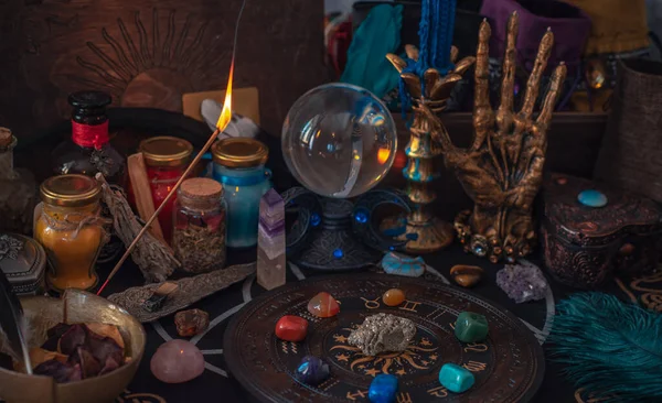 Illustration Autel Des Sorcières Concept Destin Prédiction Magie Énergie Wicca — Photo