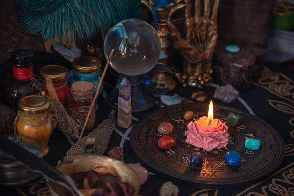 Иллюстрация Алтаря Ведьм Концепция Судьбы Предсказания Магия Энергия Викка Языческие — стоковое фото