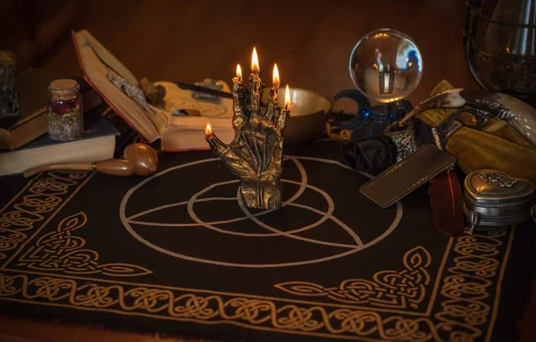 Μαγική Σκηνή Εσωτερική Και Wicca Έννοια Μαντεία Πράγματα Μάγισσα Ένα — Φωτογραφία Αρχείου
