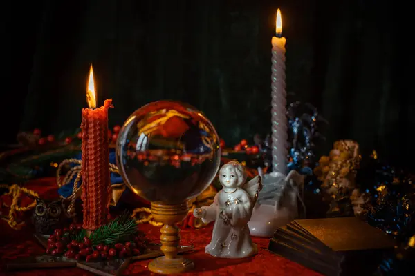 Koncept Magického Obřadu Vánoce Nový Rok Nebo Zimní Čas Předpověď — Stock fotografie