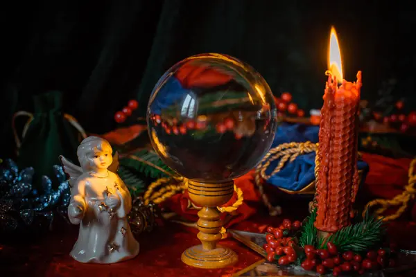 Концепція Магічного Обряду Різдвяний Новорічний Або Зимовий Час Передбачення Долю — стокове фото