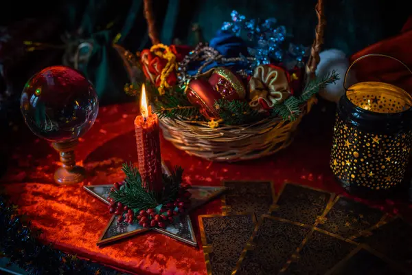 Conceito Rito Mágico Natal Ano Novo Inverno Previsão Destino Fatum — Fotografia de Stock
