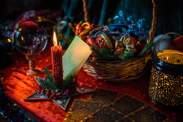 Concepto Rito Mágico Navidad Año Nuevo Invierno Predicción Sobre Destino — Foto de Stock