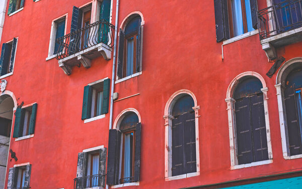Landscape of Venice views, concept of vacation in Italy. Old part of city center. Ideas for journey.