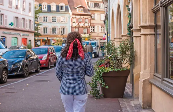 French woman on vacation - City views, concept of travel in France. Ideas for journey.