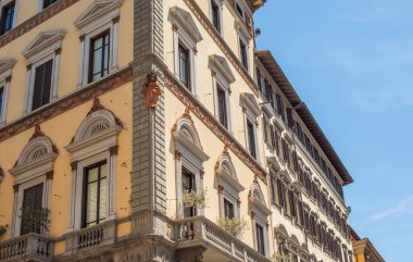 Floransa manzarası, İtalya 'da tatil kavramı. Şehir merkezinin eski bir parçası. Yolculuk için fikirler.