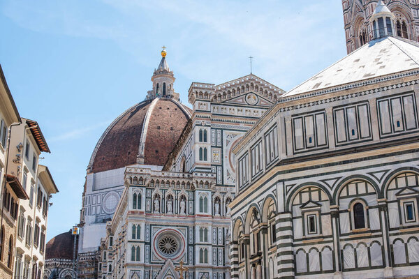 Landscape of Florence views, concept of vacation in Italy. Old part of city center. Ideas for journey.