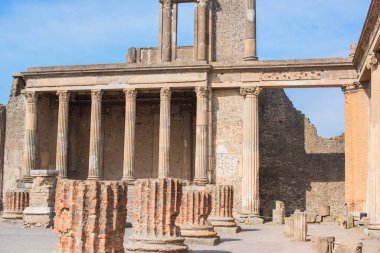 Pompei arkeolojik görüşleri, UNESCO, İtalya 'da tatil, mimari eski antik manzara, şehir detayları