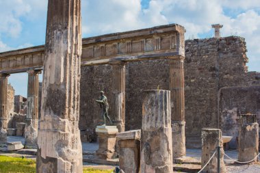 Pompei arkeolojik görüşleri, UNESCO, İtalya 'da tatil, mimari eski antik manzara, şehir detayları