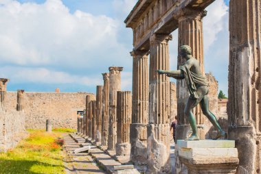 Pompei arkeolojik görüşleri, UNESCO, İtalya 'da tatil, mimari eski antik manzara, şehir detayları