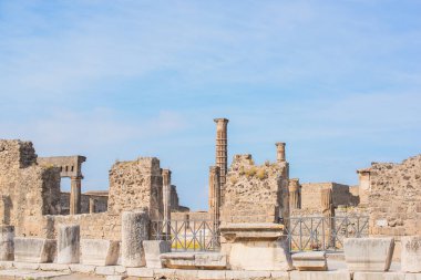 Pompei arkeolojik görüşleri, UNESCO, İtalya 'da tatil, mimari eski antik manzara, şehir detayları