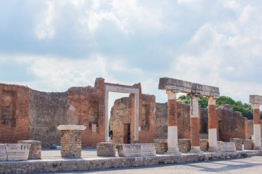 Pompei arkeolojik görüşleri, UNESCO, İtalya 'da tatil, mimari eski antik manzara, şehir detayları