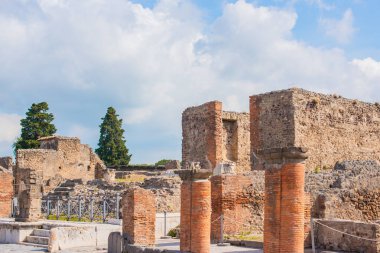 Pompei arkeolojik görüşleri, UNESCO, İtalya 'da tatil, mimari eski antik manzara, şehir detayları