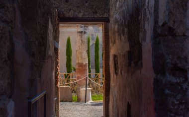 Pompei arkeolojik görüşleri, UNESCO, İtalya 'da tatil, mimari eski antik manzara, şehir detayları