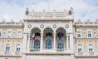 Trieste manzarası, İtalya 'da tatil kavramı. Şehir merkezinin eski bir parçası. Yolculuk için fikirler.