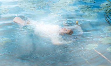 Slavic legends about mermaid, mystical illustration for folklore. Siren look