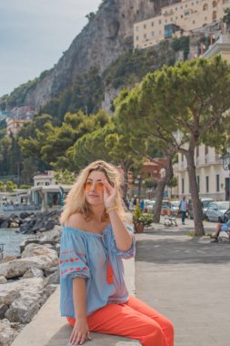Positano, Amalfi Sahili 'nde tatil. Lüks Avrupa deniz tatili