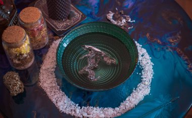 Gizemli içerik için mistik illüstrasyon. Ayrıntıları temizleme ayinini kapat