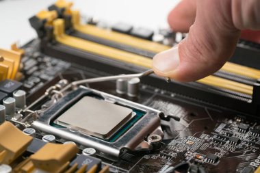 Anakart soket, Cpu mikroişlemciye teknisyen fiş yakın çekim