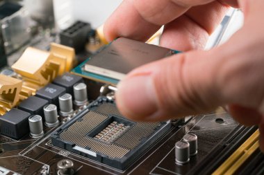 Anakart soket, Cpu mikroişlemciye teknisyen fiş yakın çekim