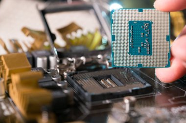 Anakart soket, Cpu mikroişlemciye teknisyen fiş yakın çekim
