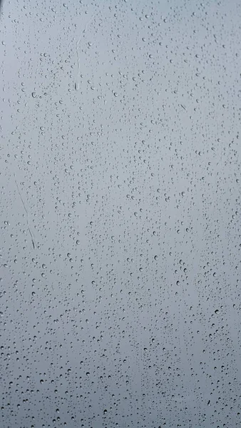 Rain Drops Clear Window Glass Moody Sky Background — Stock Photo, Image