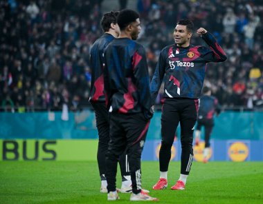 Casemiro, 30 Ocak 2025 'te Bükreş' teki Ulusal Arena 'da oynanan FCSB (Romanya) ile Manchester United (İngiltere) arasındaki UEFA Avrupa Ligi Stage maçı öncesinde resmedildi..