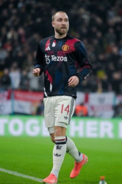 Christian Eriksen (Man Utd), 30 Ocak 2025 'te Bükreş' teki Ulusal Arena 'da oynanan FCSB (Romanya) ile Manchester United (İngiltere) arasındaki UEFA Avrupa Ligi Stage maçı öncesinde resim çekti..