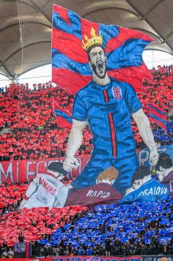 FCSB taraftarları 17 Mayıs 2025 'te Bükreş' teki Ulusal Arena 'da düzenlenen Romanya Superliga karşılaşmasında FCSB ile CSU Craiova arasında bir koro sergilediler..