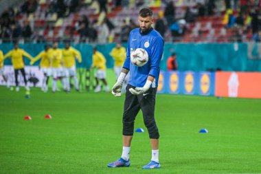 Lukas Zima of FCSB controls the ball during warm up.