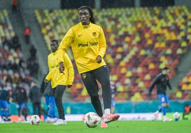 Tanguy Zoukrou of Young Boys warms up prior to the game against FCSB.
