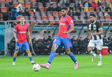 Malcom Edjouma of FCSB pictured in action during the 2025/26 UEL Matchday 2 game against BSC Young Boys.