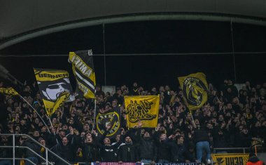 Young Boys ultras cheering during the 2025/26 UEL Matchday 2 game Between FCSB (ROU) and BSC Young Boys (SWI).
