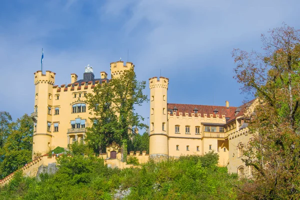 Hohenschwangau Διάσημο Μεσαιωνικό Κάστρο Δράκους Ιππότες Και Πριγκίπισσες Φόντο Σκοτεινό — Φωτογραφία Αρχείου