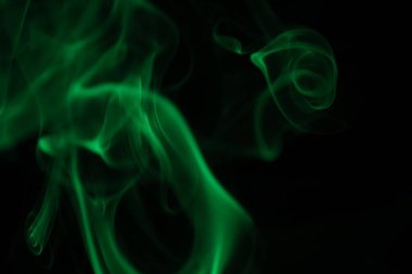 Yeşil çizgiler, koyu arkaplanda yeşil duman, renkli soyut, yeşil sis, minimalizm, ışık çizgisi