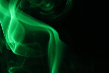 Yeşil çizgiler, koyu arkaplanda yeşil duman, renkli soyut, yeşil sis, minimalizm, ışık çizgisi
