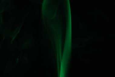 Yeşil çizgiler, koyu arkaplanda yeşil duman, renkli soyut, yeşil sis, minimalizm, ışık çizgisi