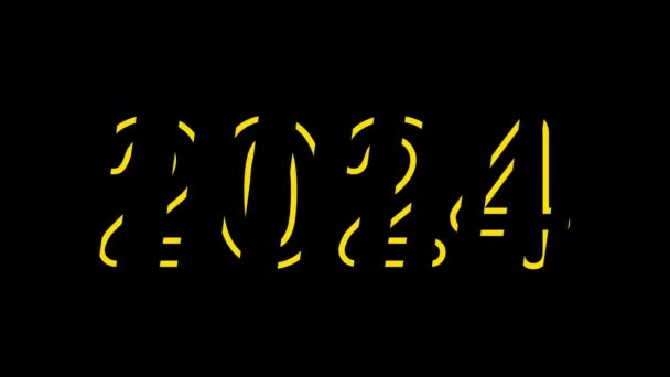 2024 Animazione Numeri Gialli Sfondo Nero — Video Stock