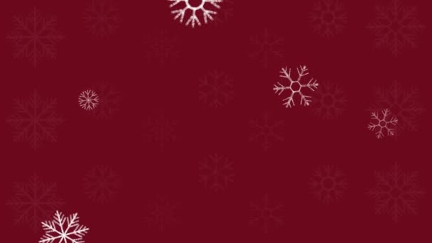 Bílé Sněhové Vločky Červeném Pozadí Zimní Pozadí Vánoční Pozadí — Stock video