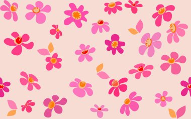 El çizimi renkli çiçekler, kumaş, tekstil, giysi, ambalaj kağıdı, arkaplan, afiş, illüstrasyon, soyut arkaplanlar için çiçeklerle süslenmiş kusursuz desenler..