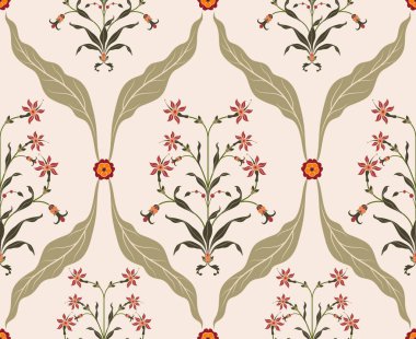 Vektör El renkli geometrik çiçekler çizdi, kumaş, tekstil, giysi, ambalaj kağıdı, arkaplan, afiş, illüstrasyon, soyut arkaplan için çiçeklerle kusursuz desenler çizdi.