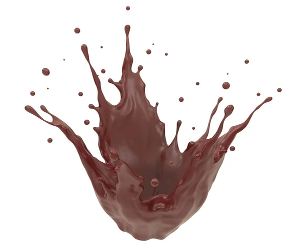 Chocolate Splash Crown Clipping Path Rendering — Stock Photo, Image