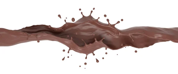 Csokoládé Splash Elszigetelt Fehér Háttér Közé Vágási Útvonal Renderelés — Stock Fotó