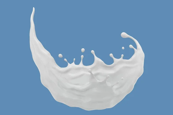 背景に分離された白いミルクスプラッシュ 液体またはヨーグルトスプラッシュクリッピングパス 3Dレンダリングが含まれます — ストック写真