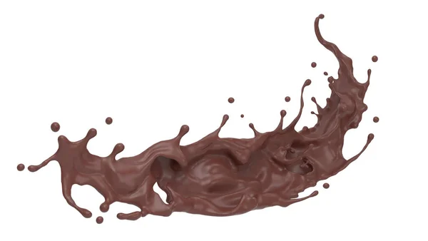 Hot Chocolate Liquid Splash Rendering Clipping Path — Stock Photo, Image