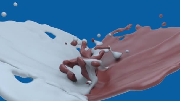 アルファメイト 3Dアニメーションを背景にミルクの流れとスプラッシュ — ストック動画