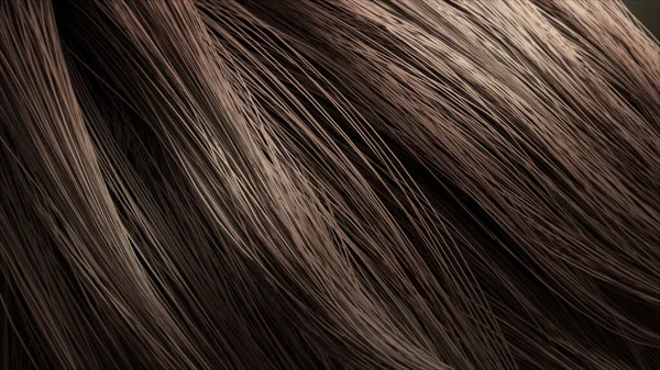 Realistic Dark Black Hair Beautiful Shine Rendering — Stock Photo, Image