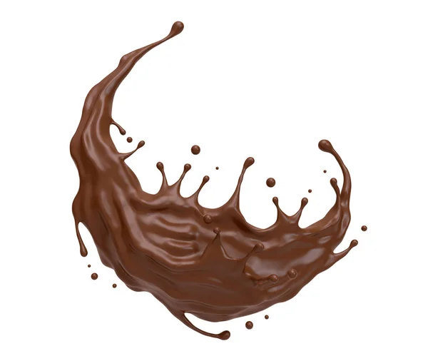 チョコレートやココアのスプラッシュ 3Dレンダリング — ストック写真
