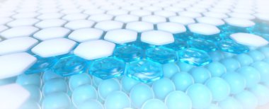 Cilt hücre katmanlarının yapısı, kozmetik arka plan konsepti, 3D oluşturma.